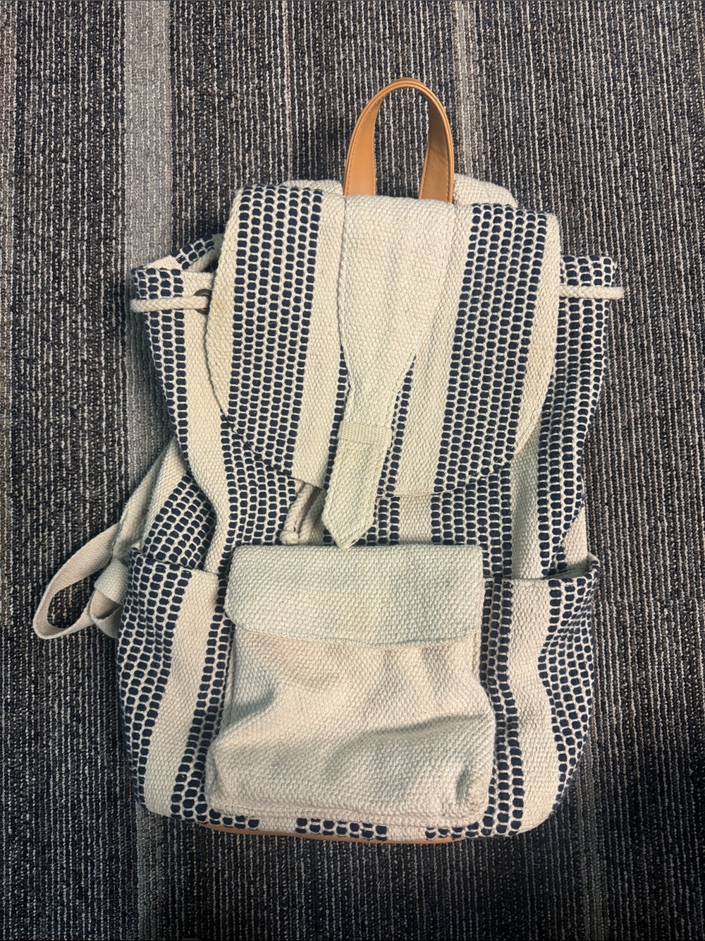 Universal Thread boho Cream and Navy Striped Canvas Backpack
